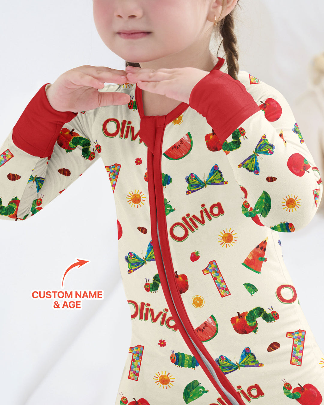 Custom Name and Age Birthday Of Very Hungry Caterpillar Bamboo Convertible Zippy