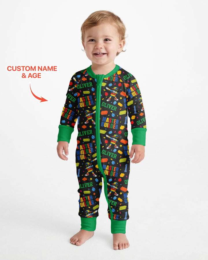 Custom Name and Age Master Builder Birthday Bamboo Convertible Zippy