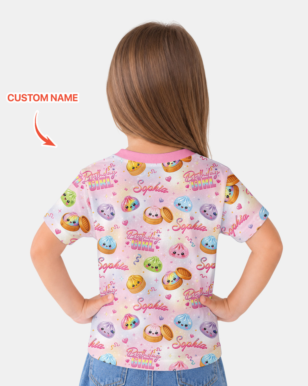 Birthday Girl Glitter Dumpling Bamboo Crewneck T-Shirt