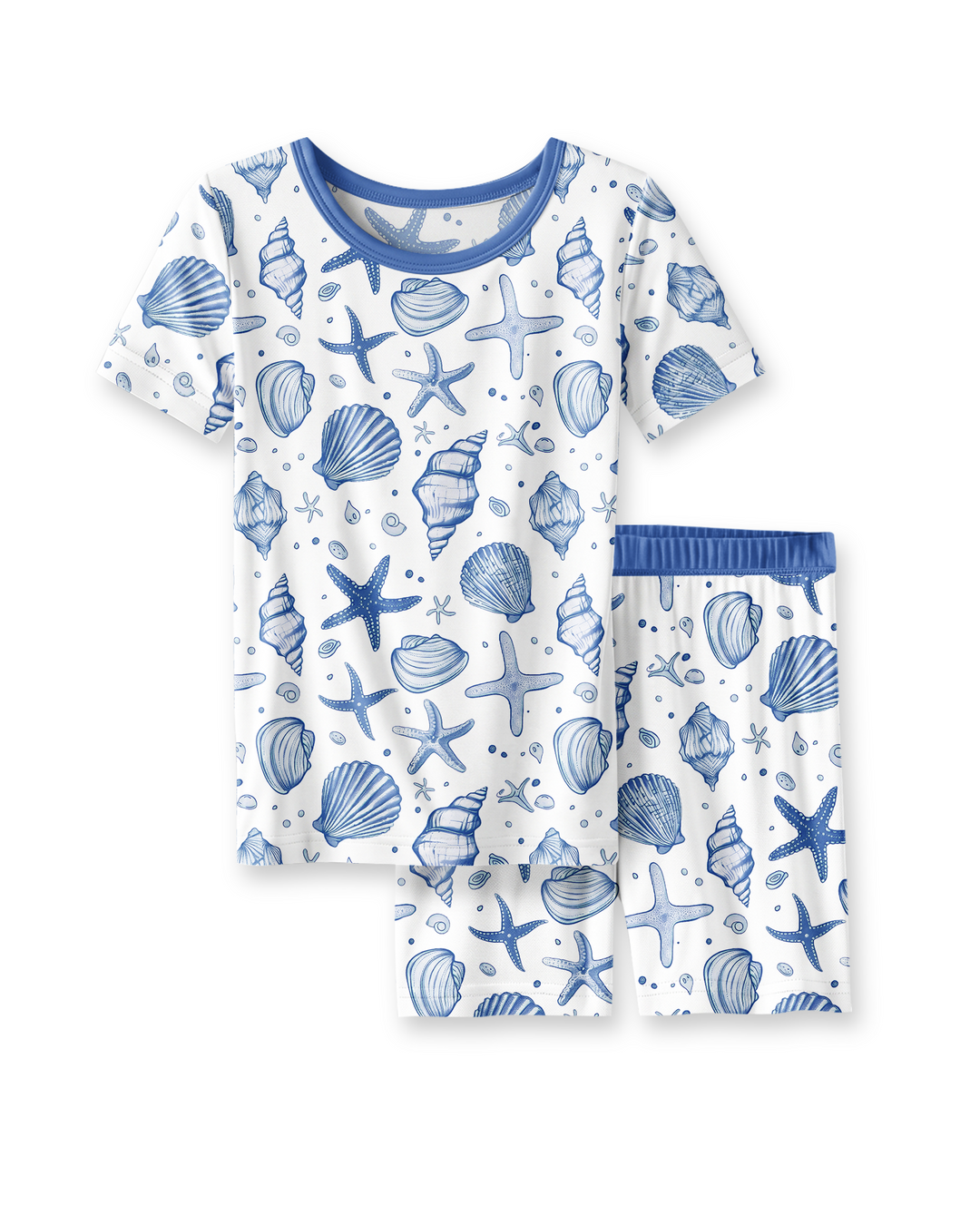 Coastal Charm Family Matching Bamboo Two Piece Short Sleeve Shorts Pajama Set
