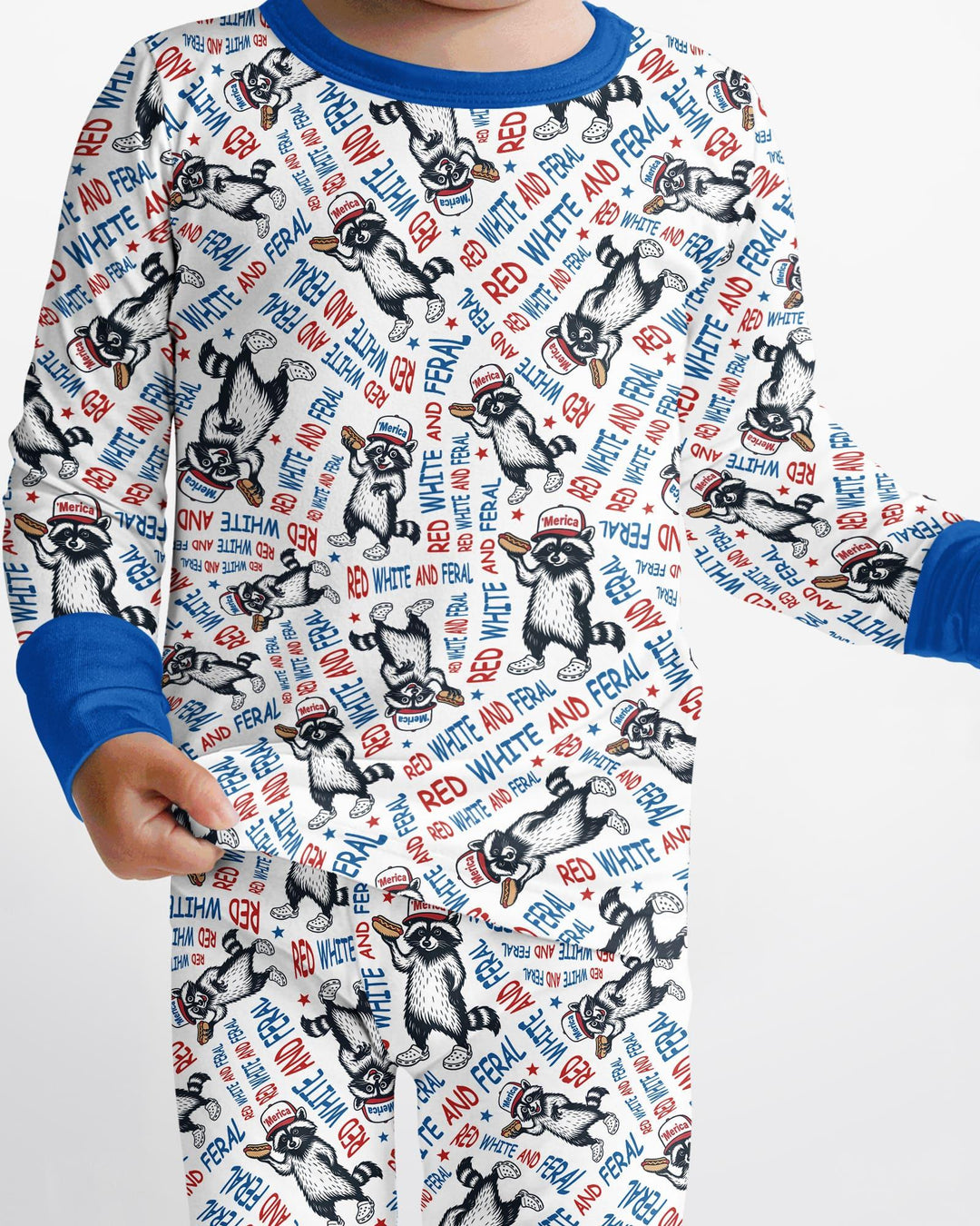 Red White and Feral Bamboo Two Piece Long Sleeve Pajama Set