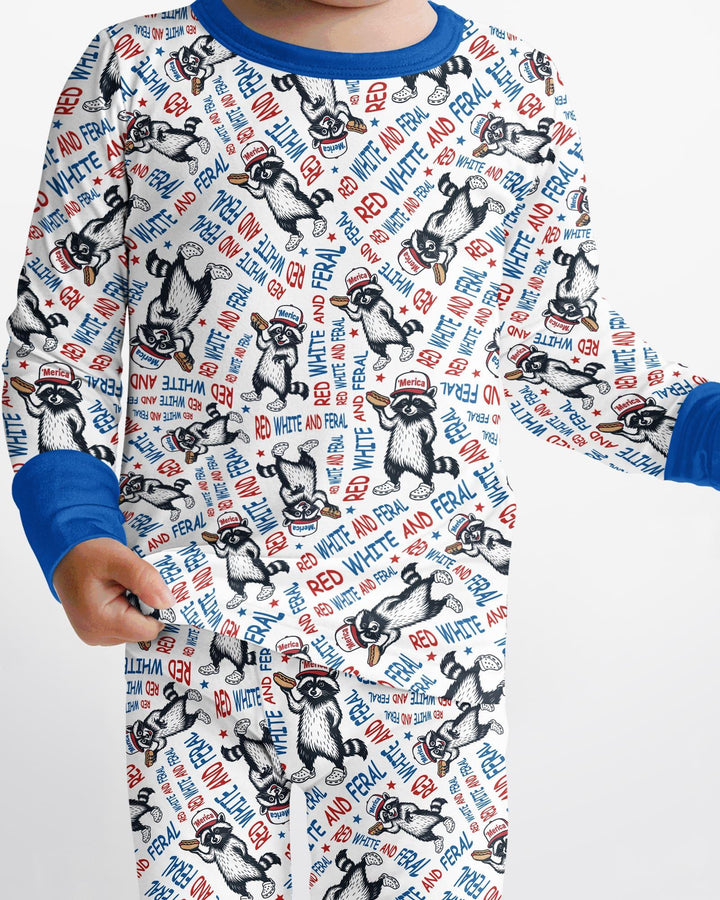 Red White and Feral Bamboo Two Piece Long Sleeve Pajama Set