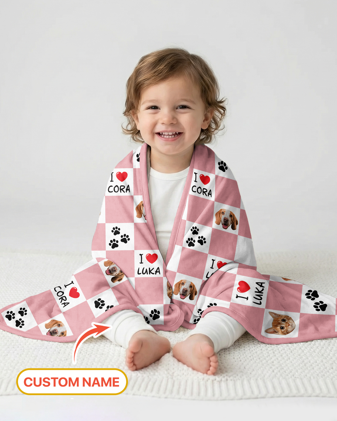 Custom Photo I Love My Best Friend Dog/Cat Bamboo Blanket