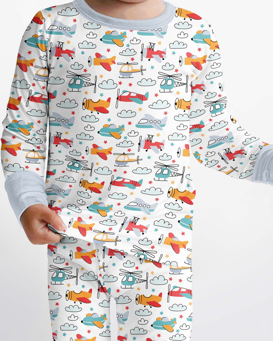 Airplanes And Helicopters Bamboo Two Piece Pyjamas Set