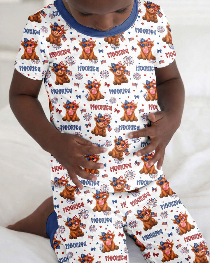 Moo-Rica Cowgirl Bamboo Two Piece Short Sleeve Pajama Set