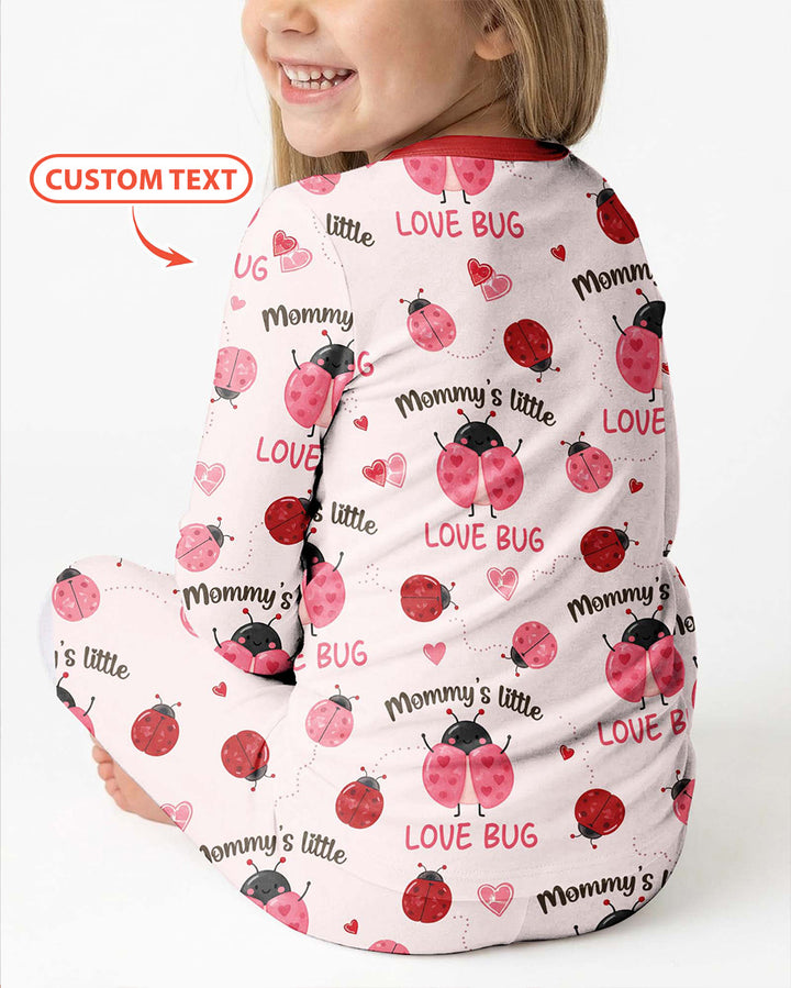 Personalized Grandma's Little Love Bug Bamboo Two Piece Long Sleeve Pajama Set