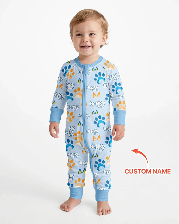 Custom Name Favourite Blue Dog Family Matching Bamboo Convertible Zippy