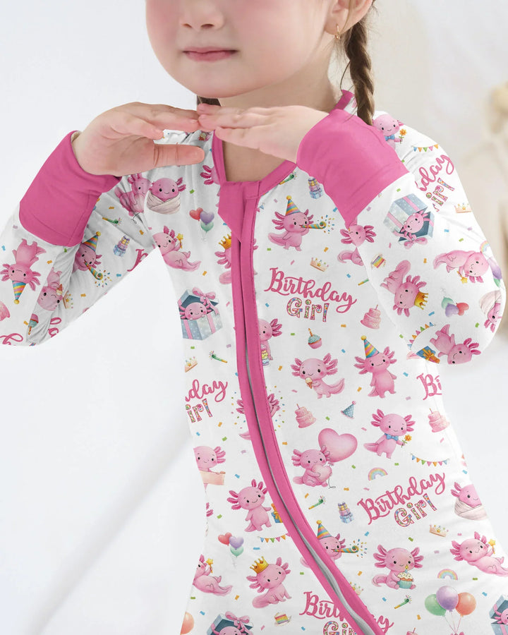 Cute Axolotl Birthday Girl Bamboo Convertible Zippy