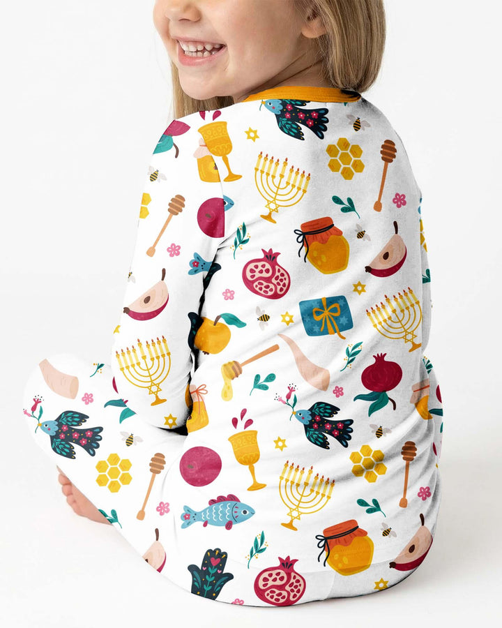 Shanah Tovah Party Bamboo Two Piece Long Sleeve Pajama Set