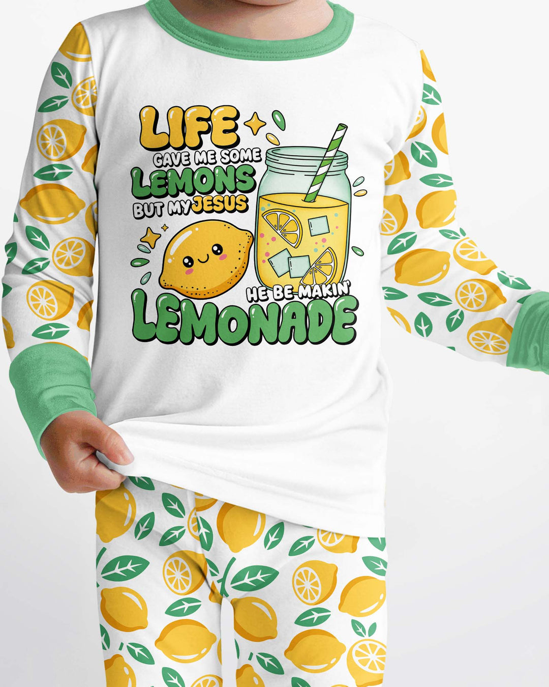 Inspired Life Gave Me Lemons Bamboo Two Piece Long Sleeve Pajama Set