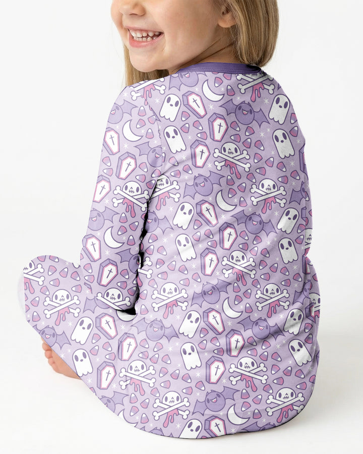 Cute Ghost Halloween Pastel Purple Spooky Bamboo Two Piece Long Sleeve Pajama Set