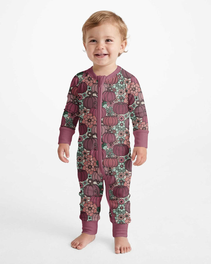 Retro Floral Pumpkin Patch Bamboo Convertible Zippy