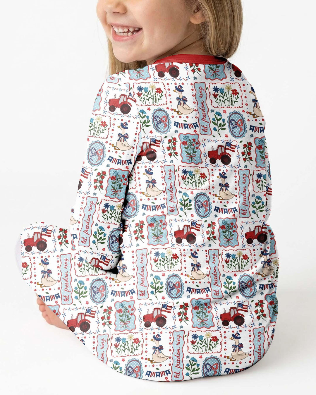 Patriotic USA Silly Goose Family Matching Bamboo Two Piece Long Sleeve Pajama Set