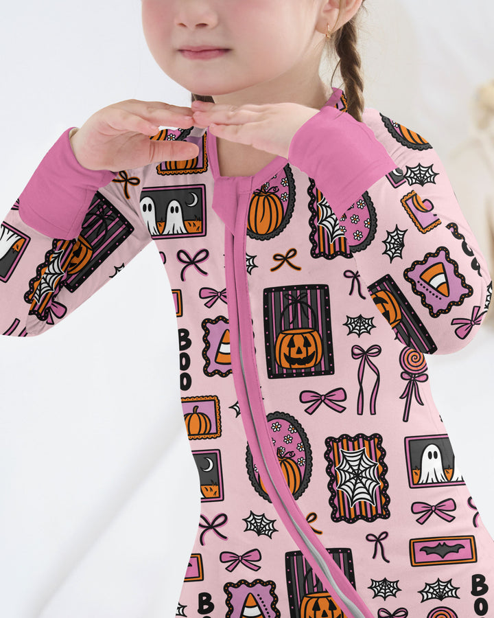 Spooky Preppy Pink Bamboo Convertible Zippy