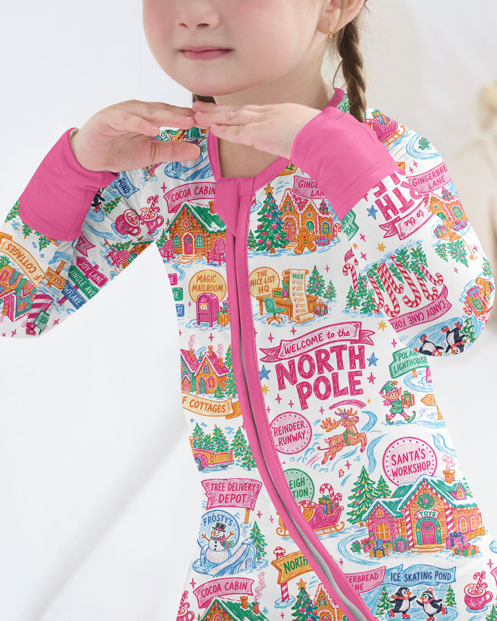 Welcome To North Pole Village Pink Christmas Bamboo Convertible Zippy