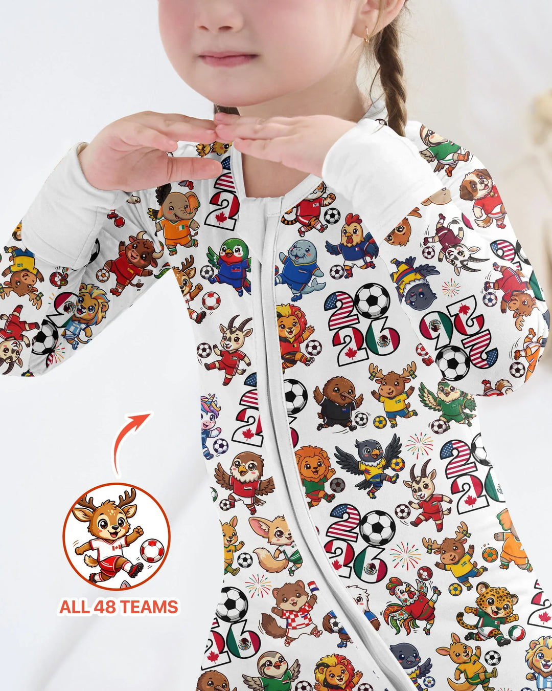 Kawaii Animals Soccer Tour 2026 Family Matching Bamboo Convertible Zippy