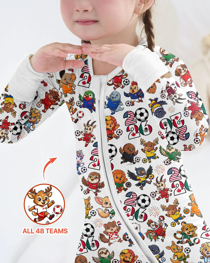 Kawaii Animals Soccer Tour 2026 Family Matching Bamboo Convertible Zippy