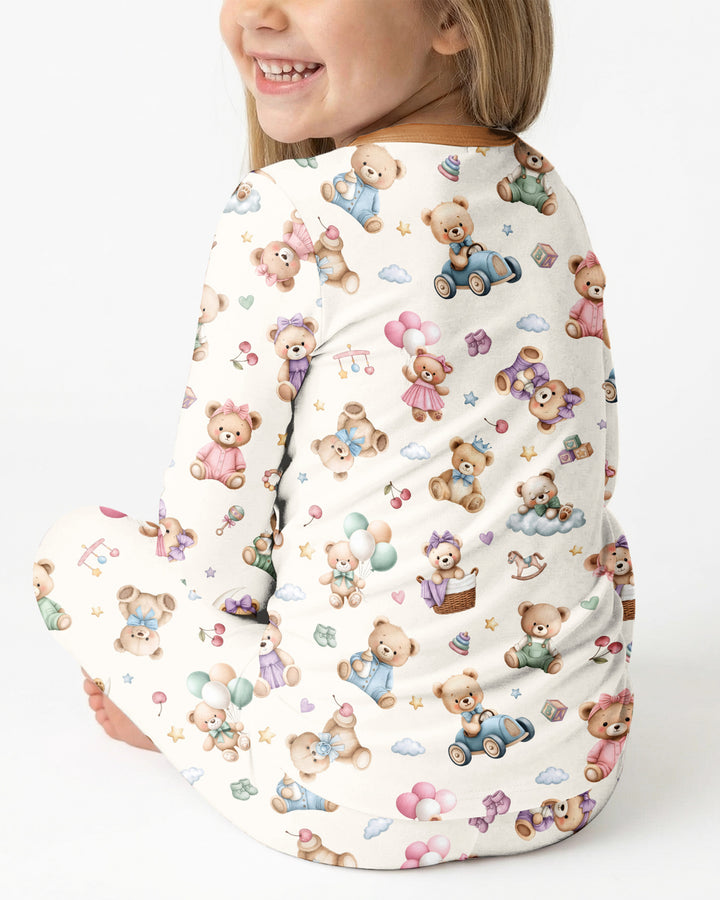 Kawaii Teddy Bamboo Two Piece Long Sleeve Pajama Set