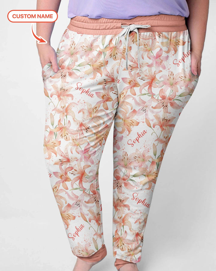 Custom Name Birth Month Flowers Bamboo Women Pajama Set