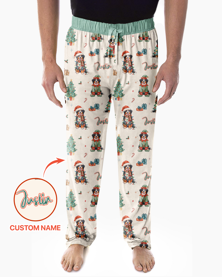 Christmas Bernese Mountain Dog Family Matching Bamboo Men's Pajama Set
