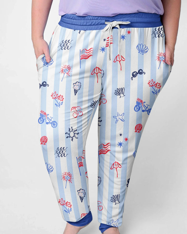 Red, White & Beachy Family Matching Bamboo Women Pajama Set