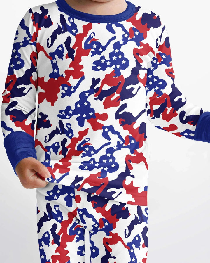 Patriot Camo Daddy & Me Matching Bamboo Two Piece Long Sleeve Pajama Set