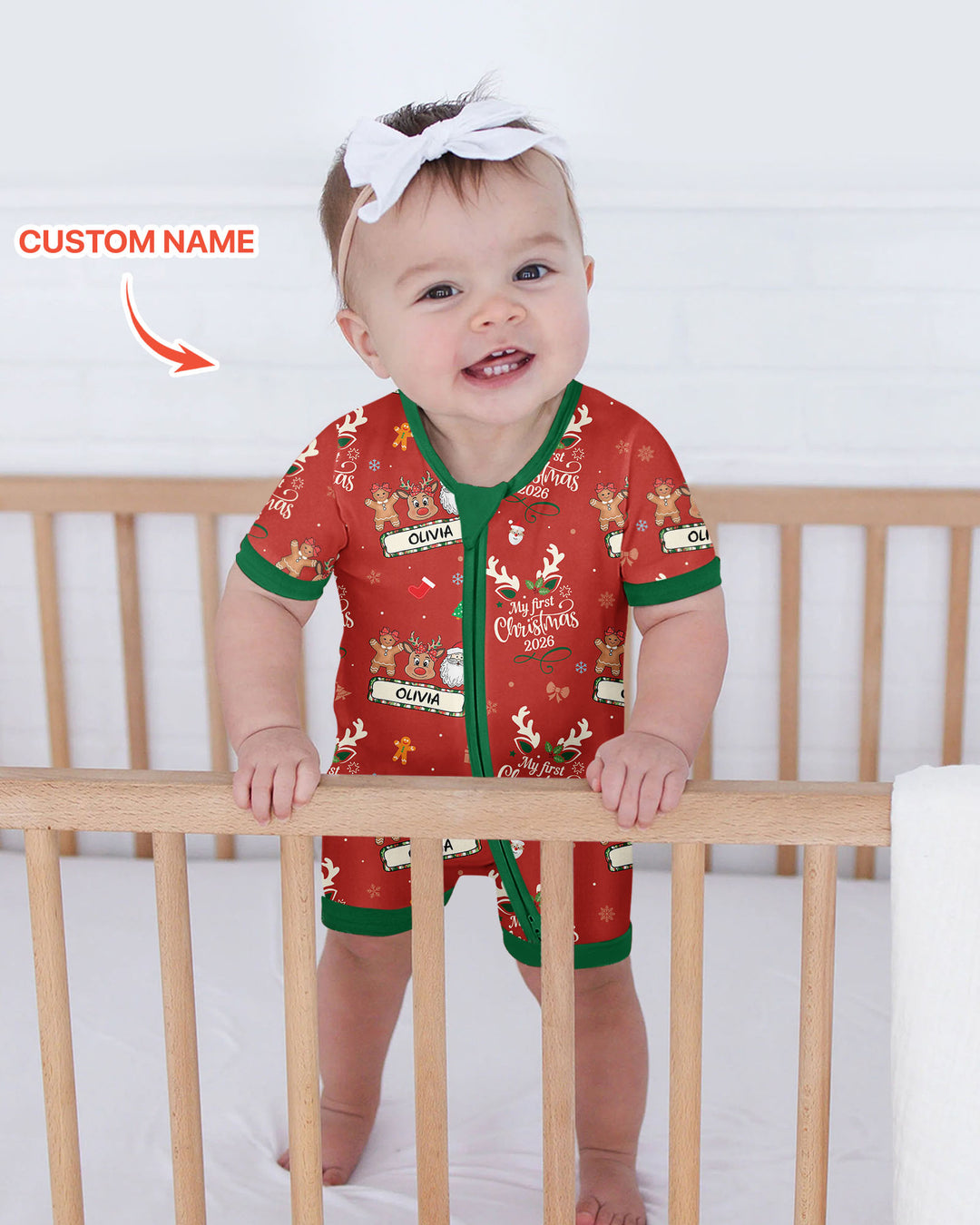 Custom Name Merry Christmas My Deer 2026 Bamboo Shorty Zippy