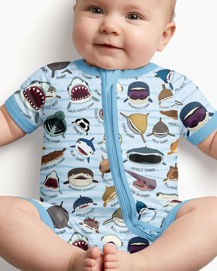 Shark Faces Bamboo Shorty Zippy
