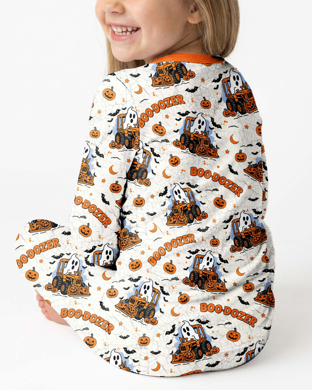 Boo-dozer Halloween Bamboo Two Piece Long Sleeve Pajama Set