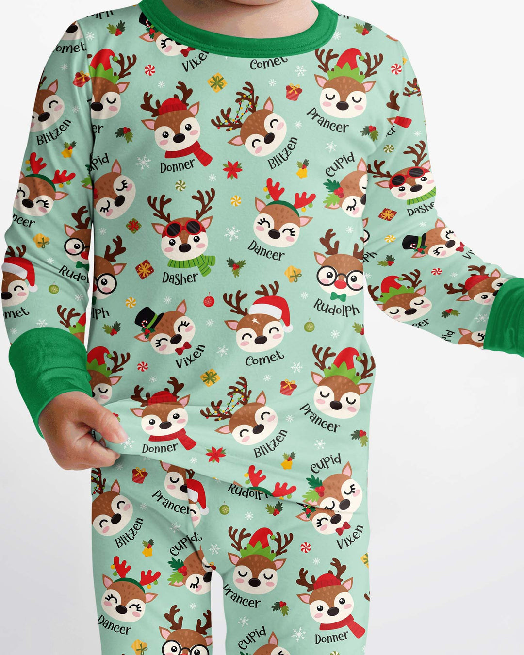 Christmas Reindeer Squad Bamboo Two Piece Long Sleeve Pajama Set