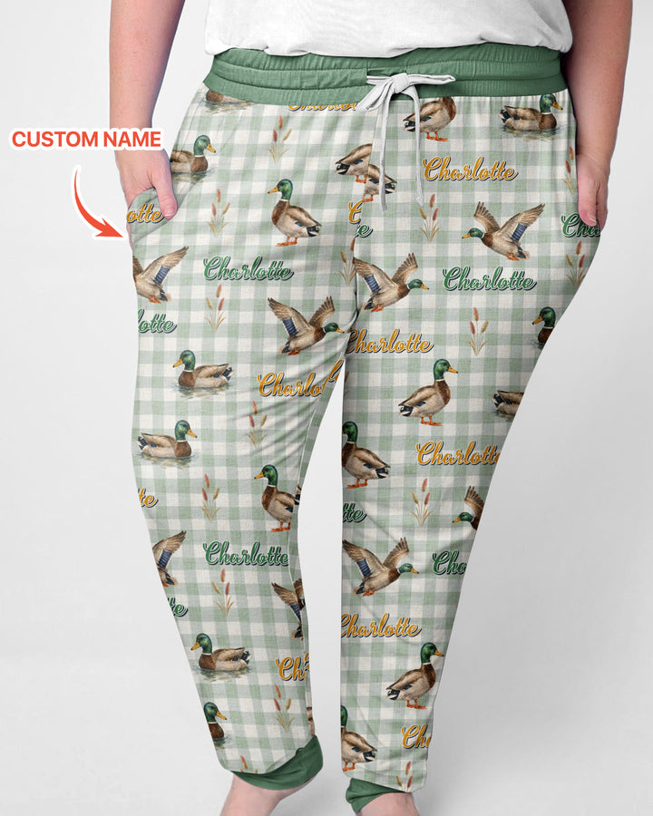 Mallard Duck Custom Name Bamboo Women Pajama Set