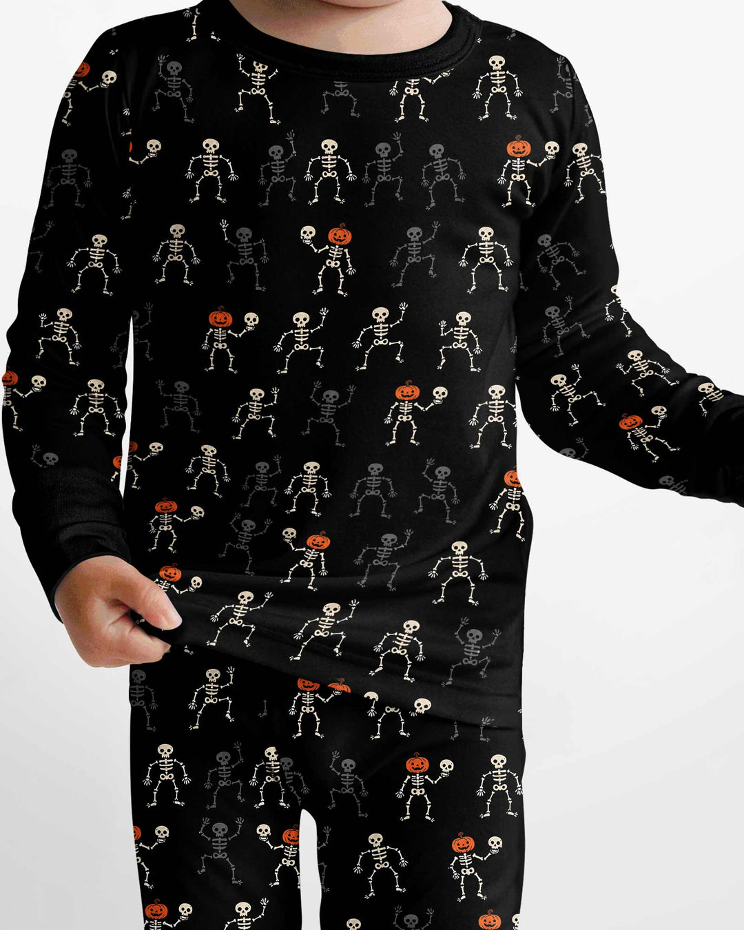 Halloween Dancing Skeleton Bamboo Two Piece Long Sleeve Pajama Set