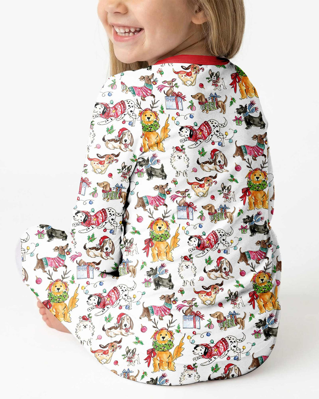 Festive Christmas Pups Bamboo Two Piece Long Sleeve Pajama Set