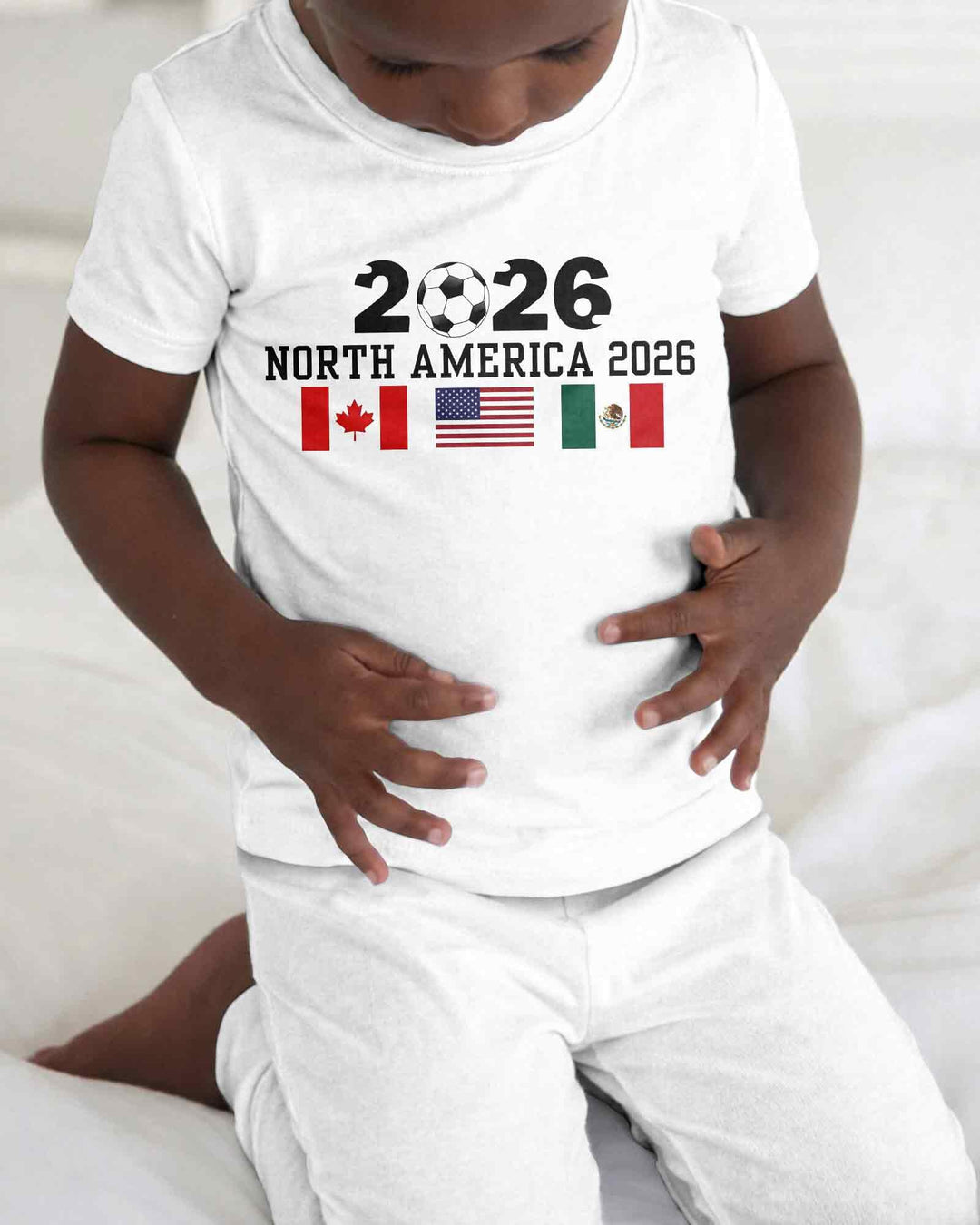 Soccer 2026 USA Canada Mexico Flags Bamboo Two Piece Short Sleeve Pajama Set