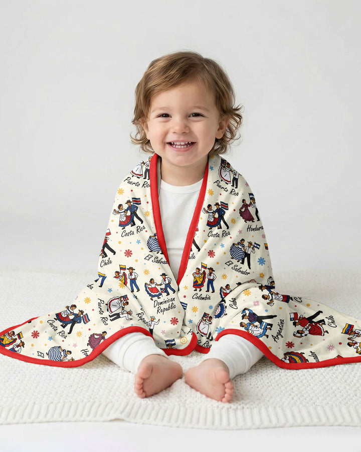 Hispanic Traditional Folkloric Dress Bamboo Blanket