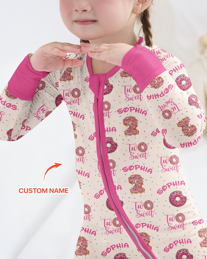 Custom Name Two Sweet Donut Bamboo Convertible Zippy