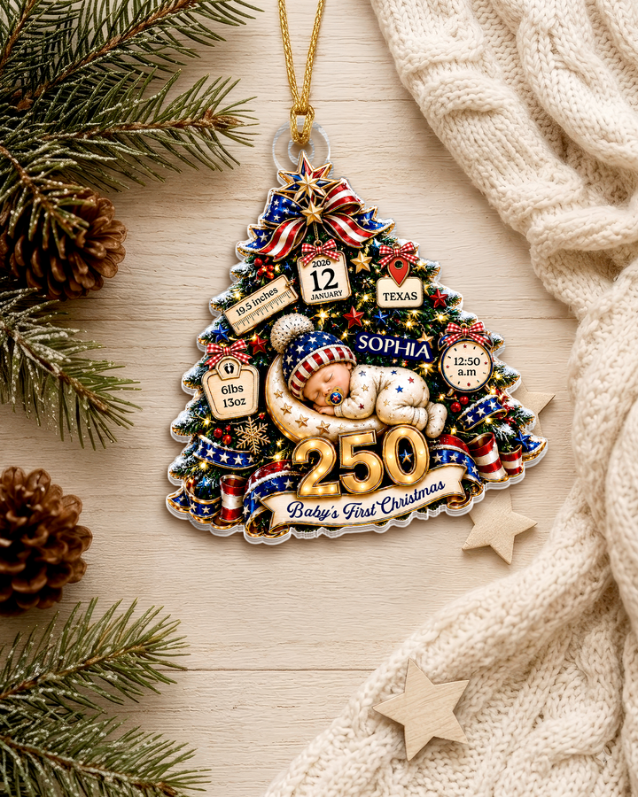 Baby's 1st Christmas America 250th Acrylic Ornament
