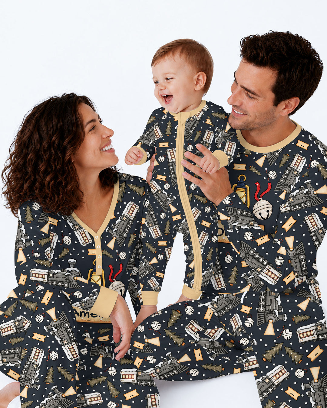 Custom Name Believe Kid Train  Bamboo Men's Pajama Set