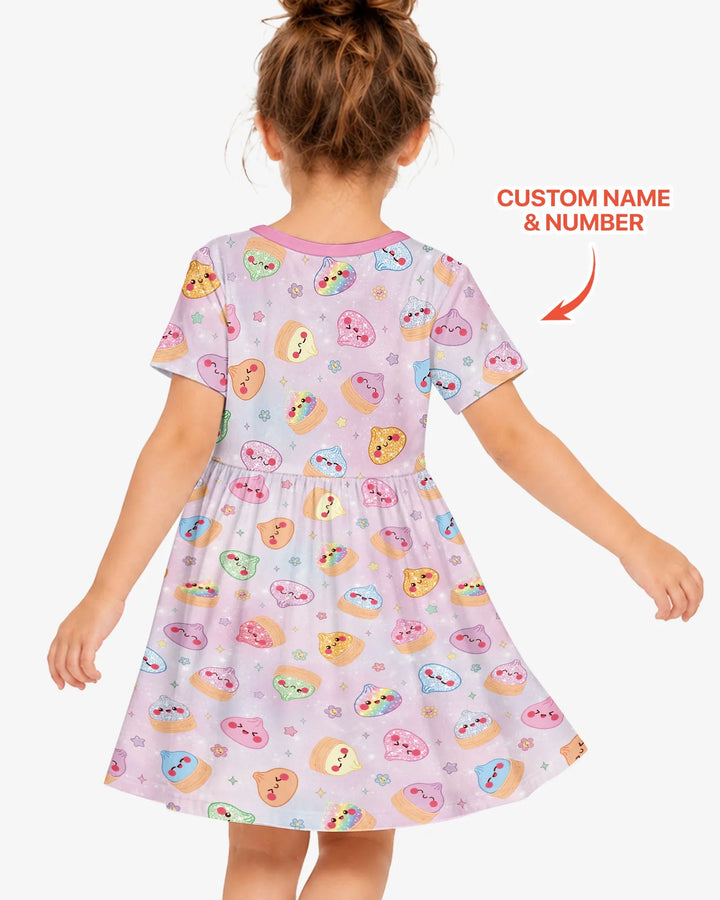 Custom Birthday Squish Party Dumpling Bamboo Twirl Dress