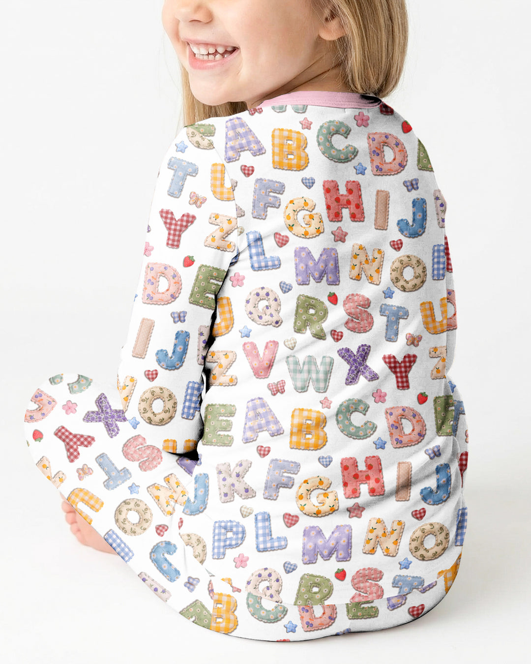 Fabric Alphabet Letters Bamboo Two Piece Long Sleeve Pajama Set