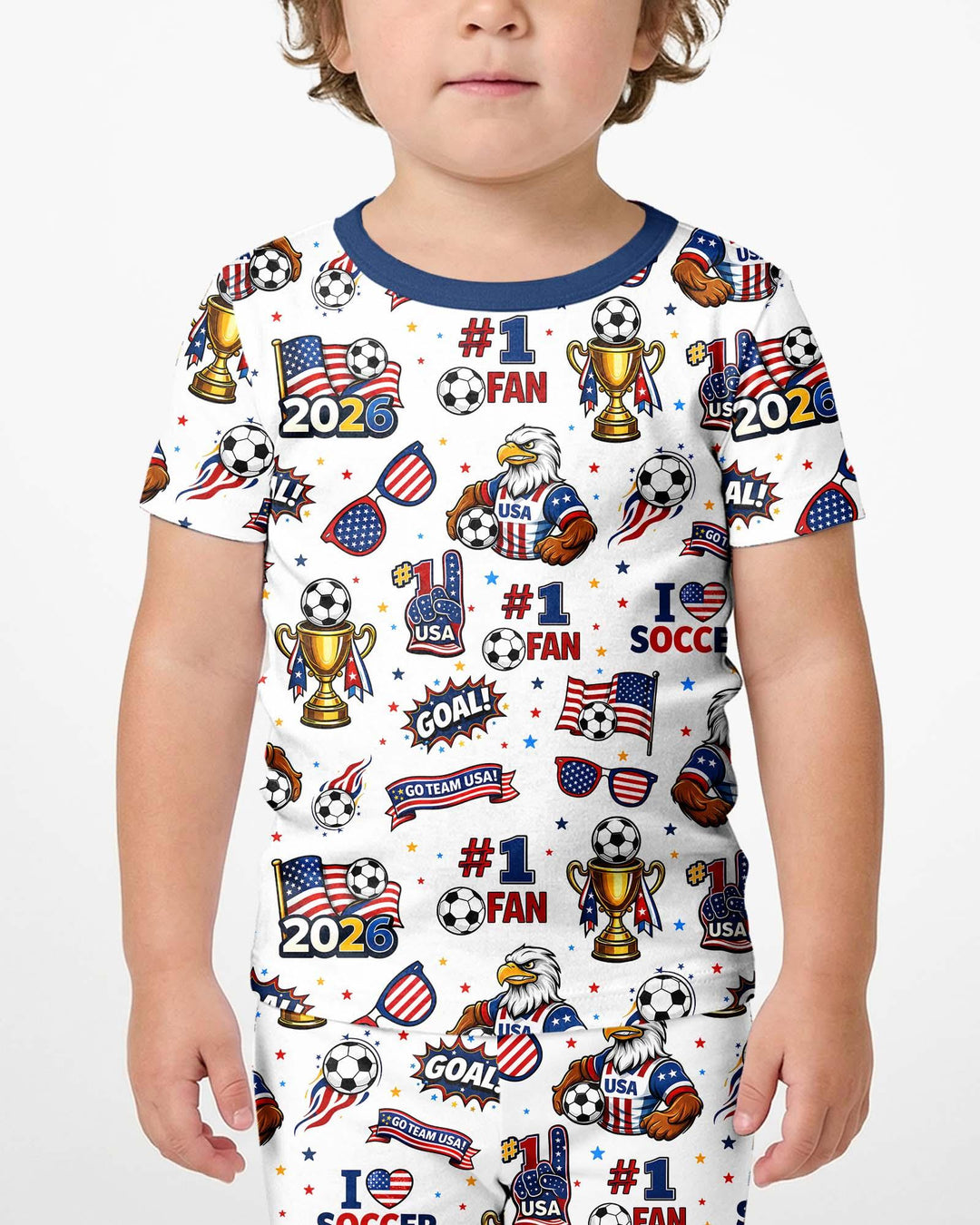 USA Soccer 2026 Party Bamboo Two Piece Short Sleeve Shorts Pajama Set