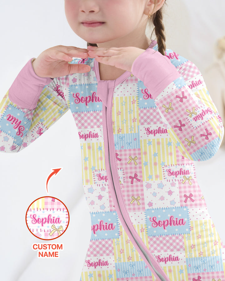 Custom Name Sweet Patchwork Bamboo Convertible Zippy
