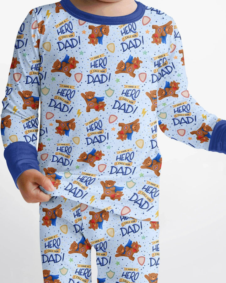 I Have A Hero Daddy & Me Matching Bamboo Two Piece Long Sleeve Pajama Set