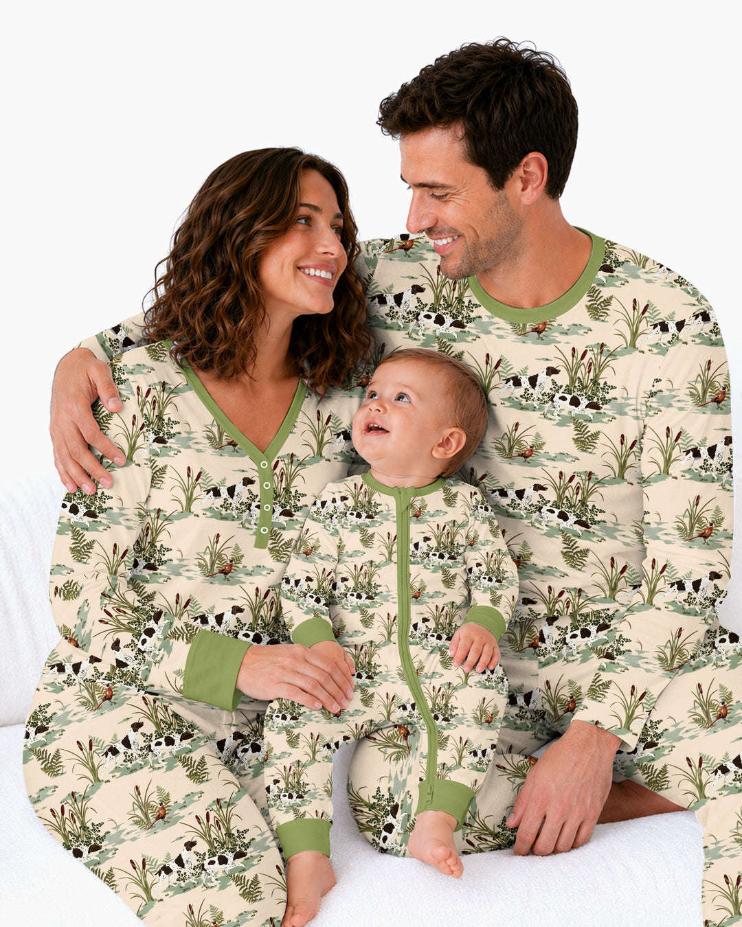 Vintage Pheasant & Hunting Dog Field Family Matching Bamboo Women Pajama Set