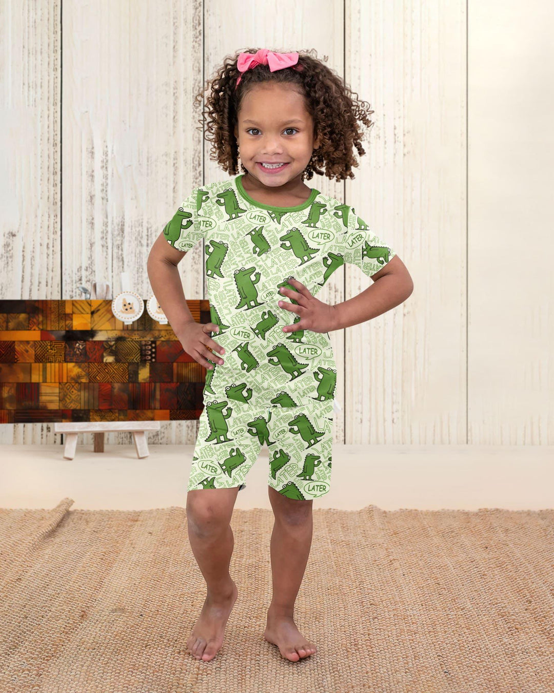 See you later, alligator! Bamboo Two Piece Short Sleeve Shorts Pajama Set