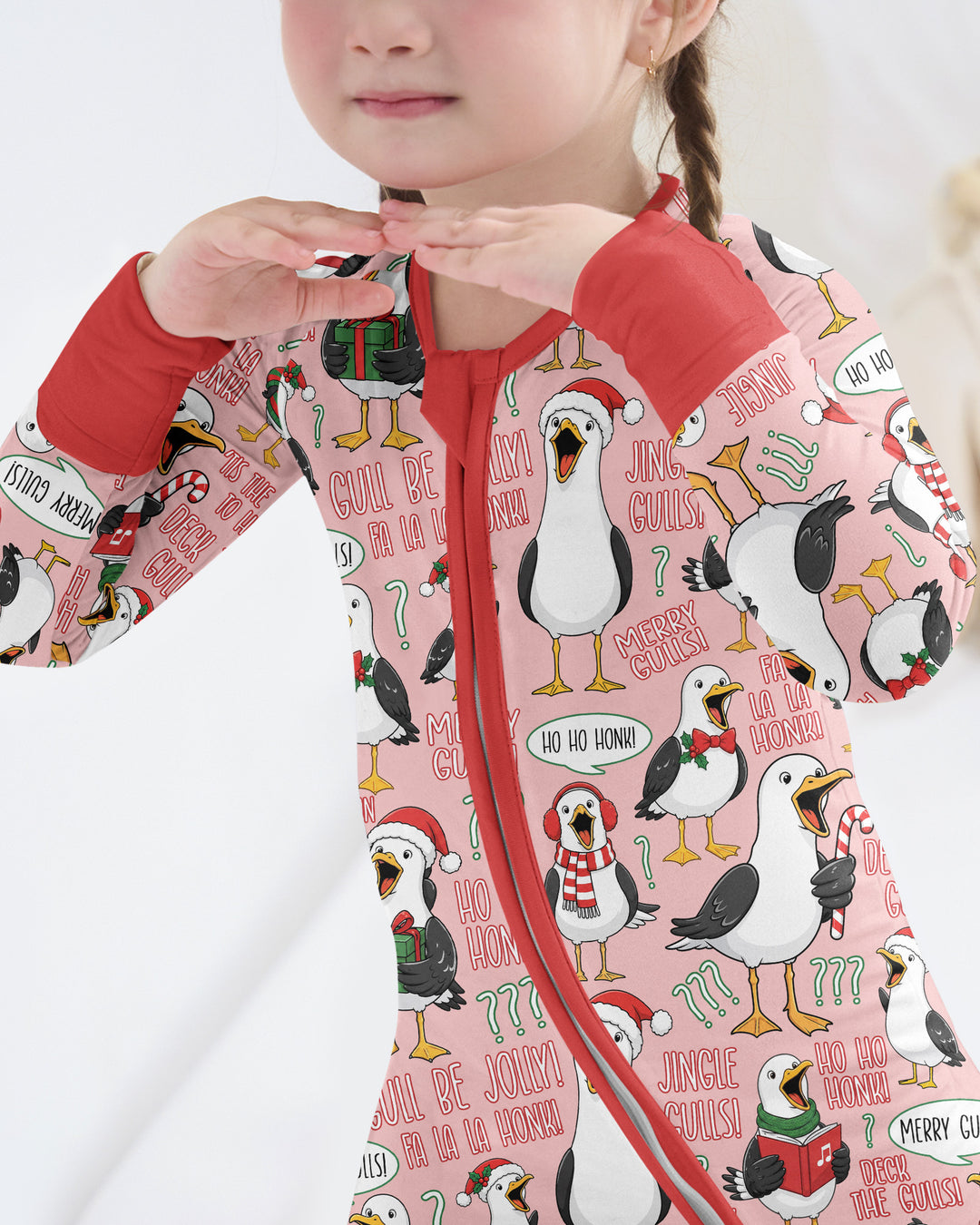 Funny Christmas Seagull Bamboo Convertible Zippy