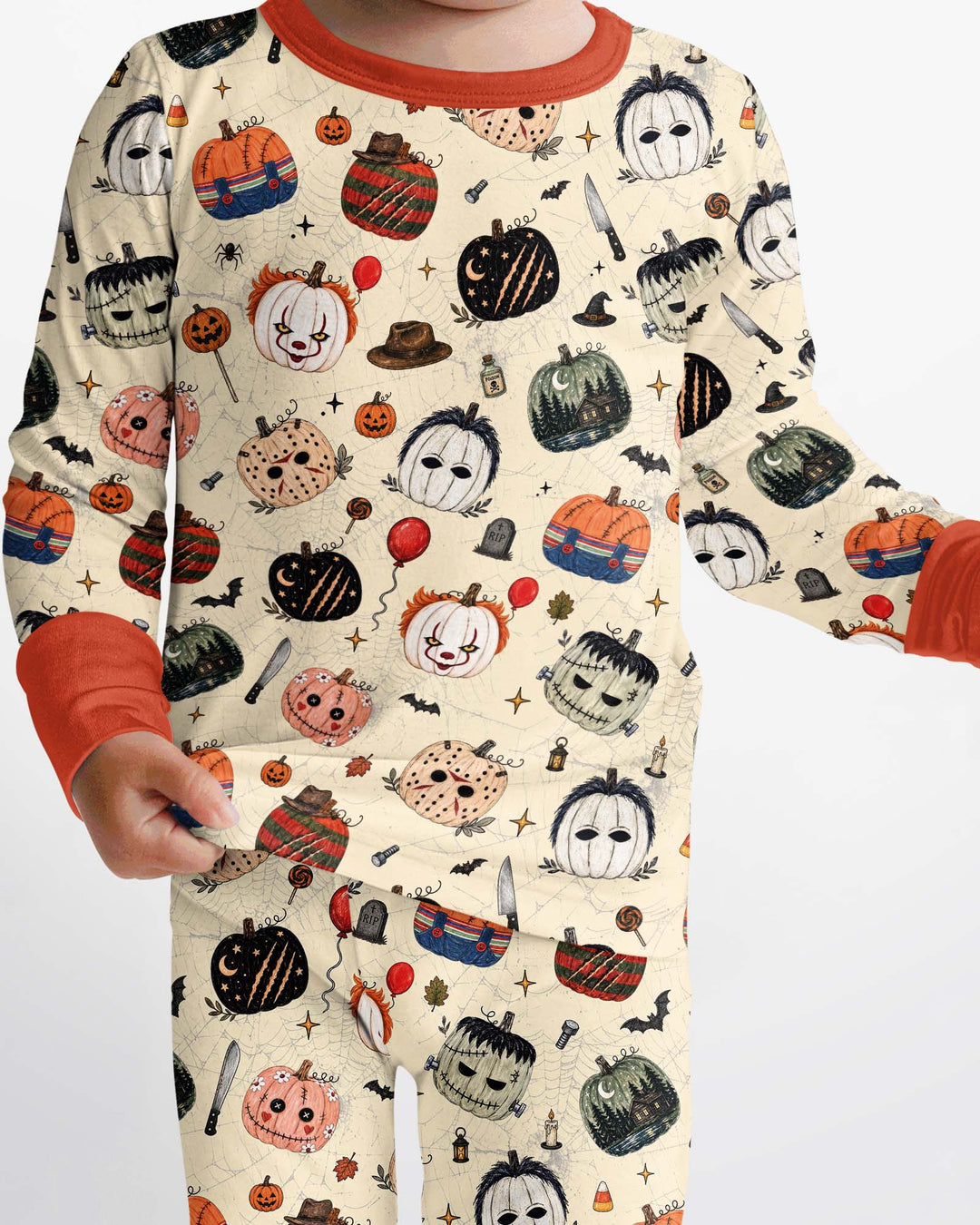 Horror Movie Pumpkins Bamboo Two Piece Long Sleeve Pajama Set