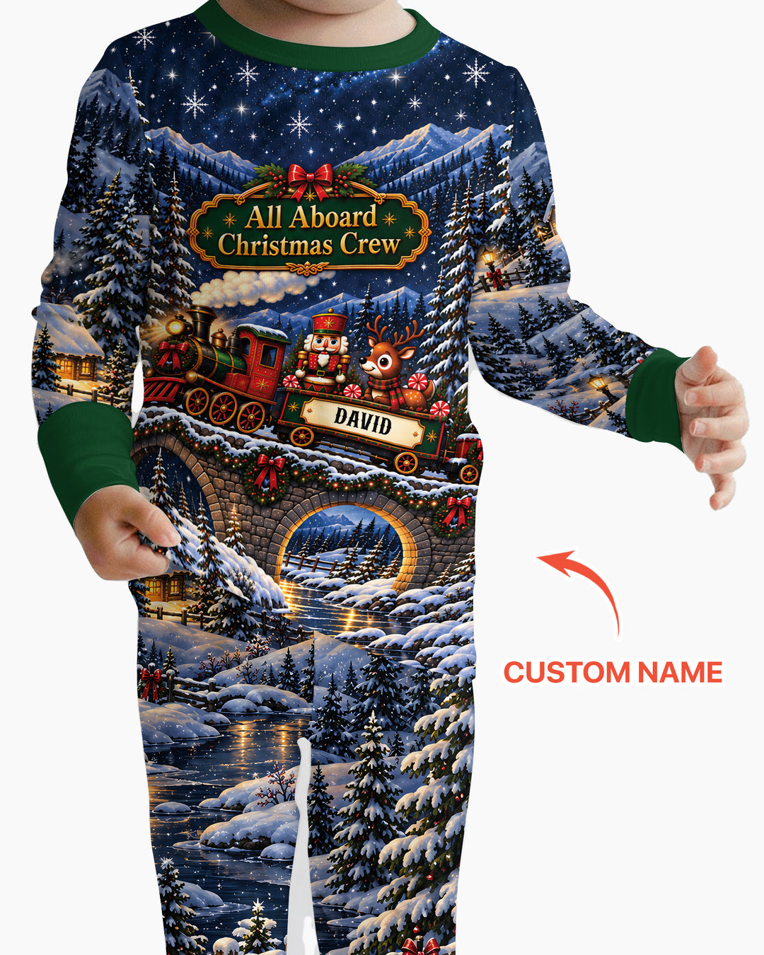 All Aboard Christmas Crew Bamboo Two Piece Long Sleeve Pajama Set