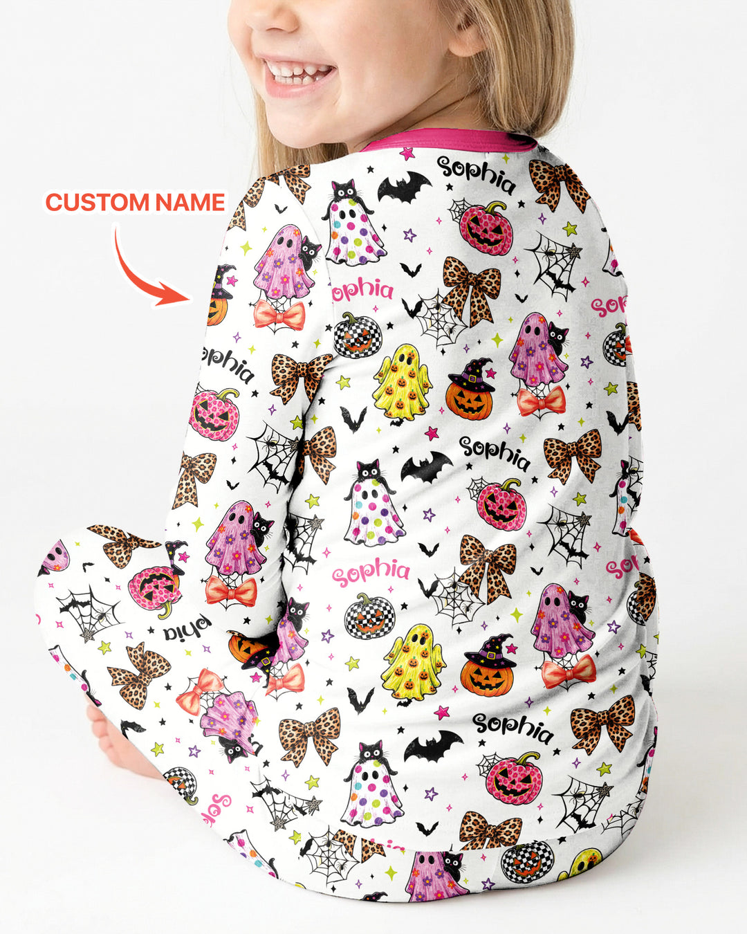 Custom Name Coquette Summerween Bamboo Two Piece Long Sleeve Pajama Set
