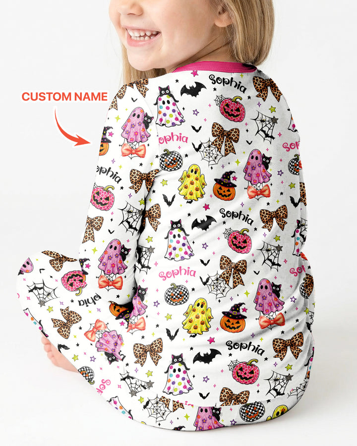 Custom Name Coquette Summerween Bamboo Two Piece Long Sleeve Pajama Set